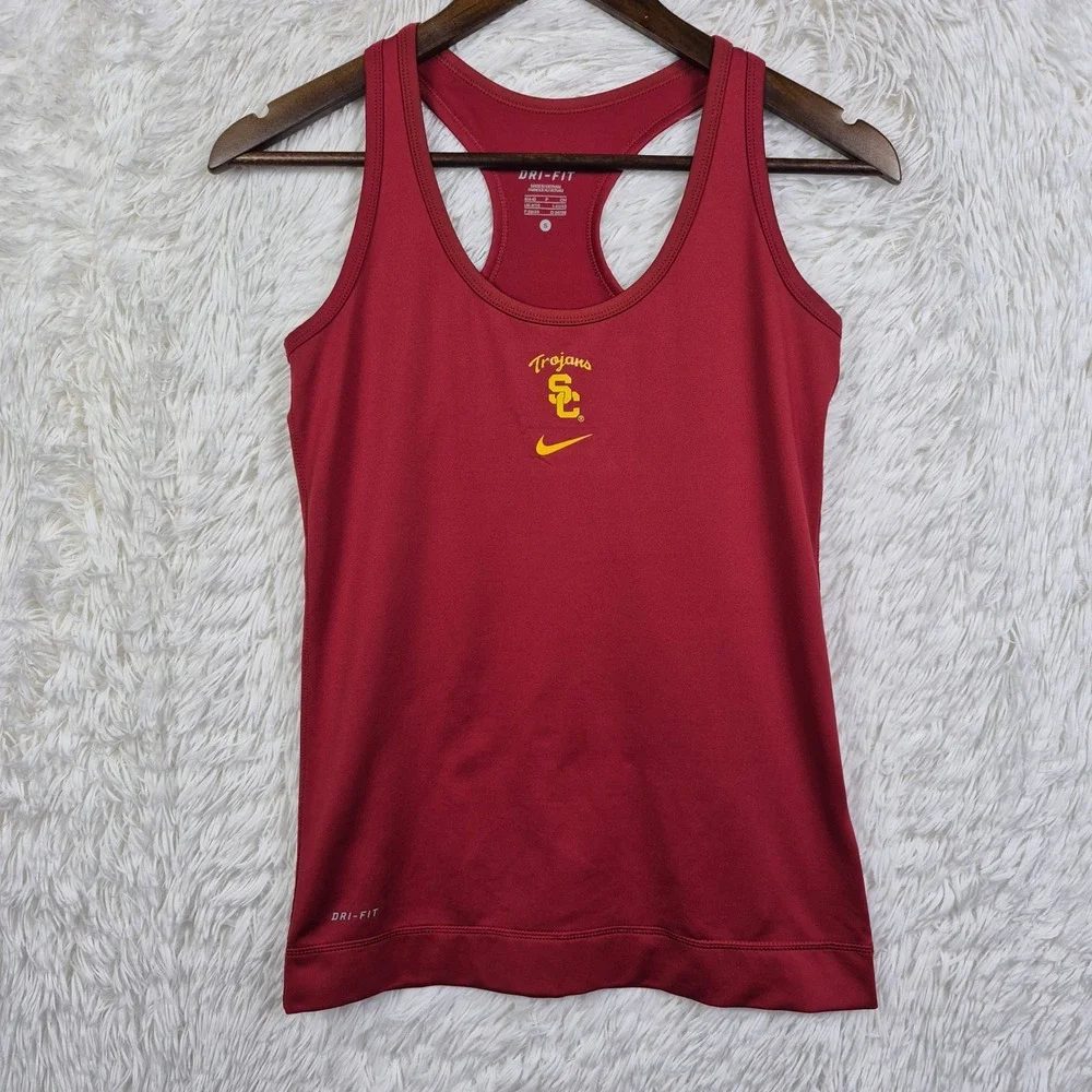 Nike USC Trojans Dri-FIT‎ Racerback Tank Top Womens Small Red Athletic Workout